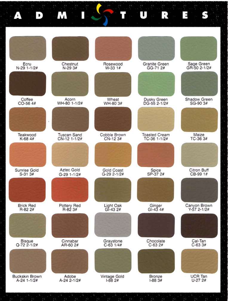Crazy Curbs integrated oxide color chart