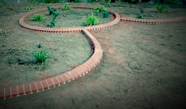 Brick pattern stamped concrete curb
